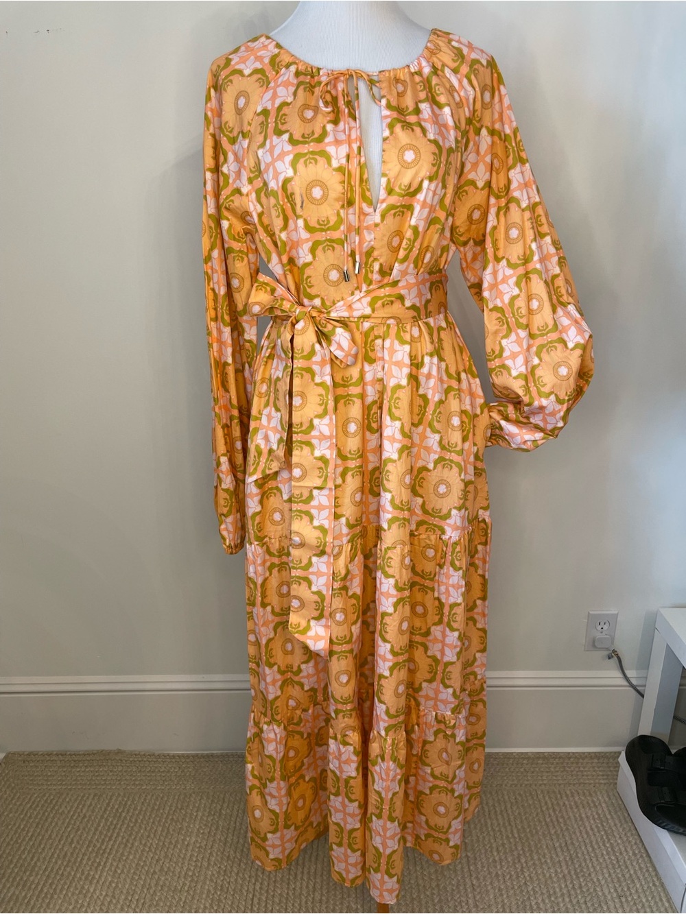 Ivy City Co Orange and Pink Floral Tie-Front Maxi Dress - Picture 5 of 8